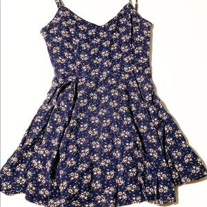 Floral Strappy Blue Dress in Small